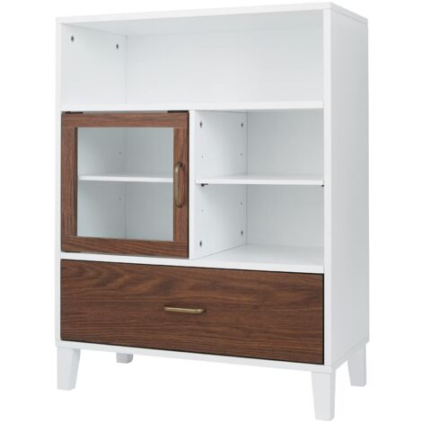 Elegant Home Fashions Tyler EHF-F0010-Armadietto da Bagno, 33 x 66 x 86,8 cm, con cassetti e Ripiani a 2 Toni, Colore Marrone, Bianco/Legno Naturale, Taglia Unica (1/4)