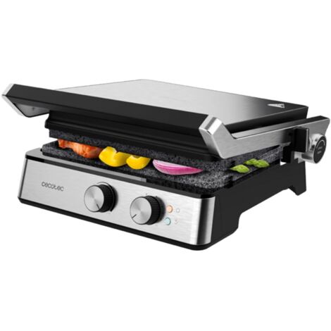 Cecotec Rock'nGrill Blaze Electric Grill. 2400W, rivestimento RockStone, facile da pulire, apertura a 180° de, senza BPA de, cottura de superficie de 29x23 cm, temperatura regolabile
