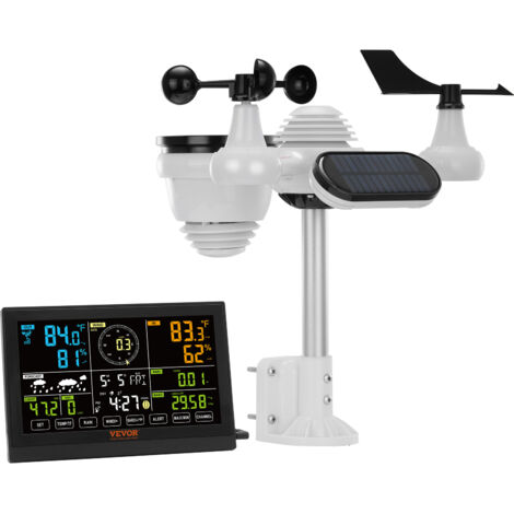 VEVOR Stazione Meteorologica Wireless Solare Interni Esterni Schermo a Colori 7,9 Pollici Funzione 7 in 1, Stazione Meteo Display 7,9 Pollici Distanza di Trasmissione da 150m, Stazione Meteo Solare