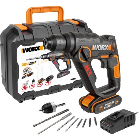Worx WX390 Trapano/Atornilllador/Martello perforatore compatto a batteria 20V - con 2 batterie e caricabatteria - 2,0Ah Li-Ion (1/5)