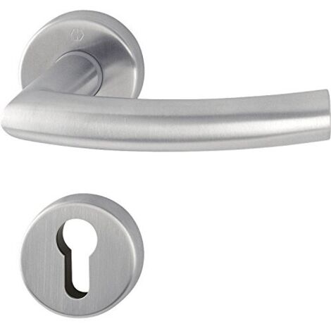 HOPPE 2819247 Set Maniglia Trondheim con Rosette PZ (Cilindro profilato), Inox Opaco, Acciaio Inossidabile
