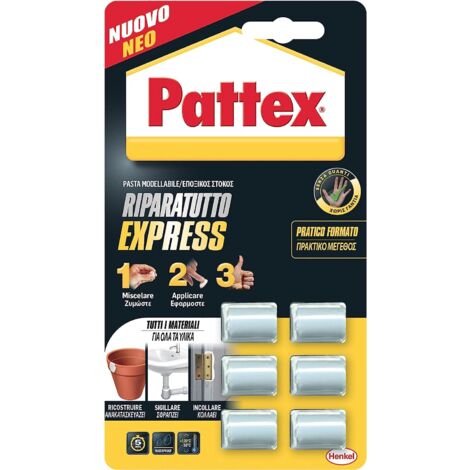 Pattex Ripara Express Monodose, Colla epossidica, Pasta modellabile per incollare e riparare, Adesivo epossidico verniciabile e carteggiabile per molti materiali, 30 g