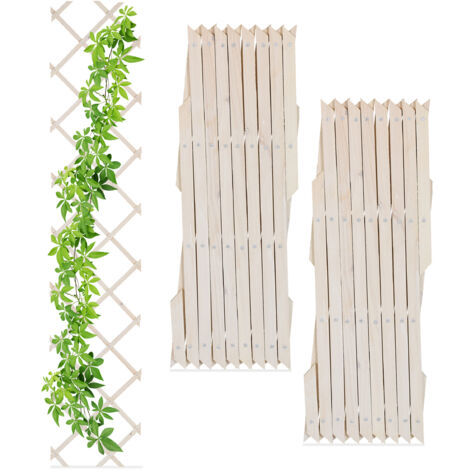 Relaxdays 180x30 cm Grigliato in Legno per Rampicanti Allungabile, Set 3 Tralicci Piante da Giardino e Balcone, Bianco (1/5)