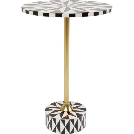 Kare Tavolino di design Domero Star, bianco/marrone, diametro 40 cm, tavolino rotondo, tavolino da caffè, struttura in acciaio, 60 x 40 x 40 cm (altezza x larghezza x profondità) (1/4)