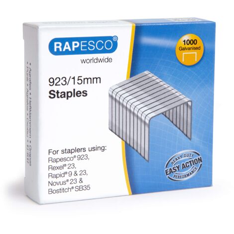 Rapesco 1239 Punti Galvanizzati Professionali Tipo 923/15 mm, Confezione da 1000 (1/2)