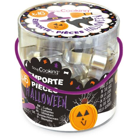 ScrapCooking 2026 Secchio da 16 stampini in Acciaio Halloween, Stagno, Bianco