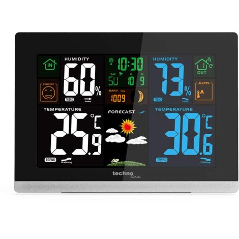 WS 6462 - Stazione meteorologica radio, temperatura interna, temperatura esterna, umidità dell'aria, indicatore di tendenza, punto di rugiada, display a colori, orologio radiocontrollato, fasi lunari
