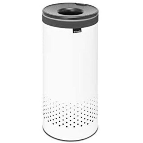 Brabantia - Cesto Portabiancheria - Pratico Apertura Quick-drop - Sacco Portabiancheria Rimovibile - Fondo Plastica Evita Pavimento Danni - Materiali Anti Corrosione - White - 35L (1/5)