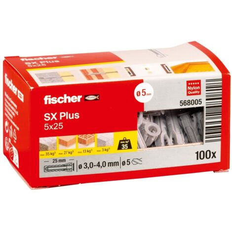 Fischer Tassello da Parete Plug SX 5x25 100 Pezzi