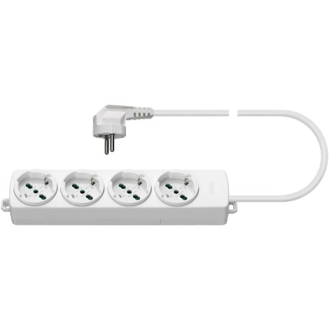 VIMAR 01292.CK.B Presa mobile multipla con 4 uscite SICURY universali, cavo da 2 m, spina grande 2P+T 16 A combinata standard tedesco e francese, bianco