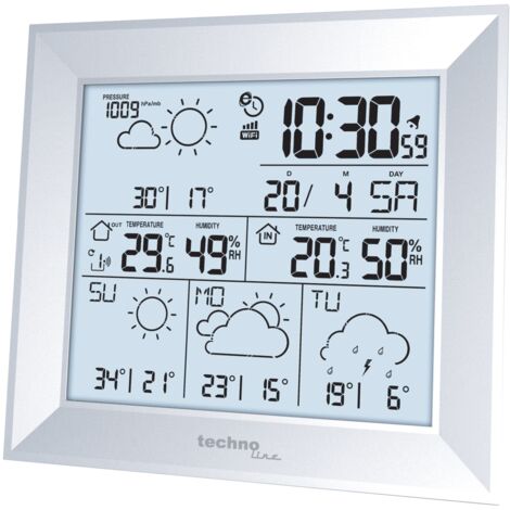 Technoline Meteo diretto WD2000 Internet Stazione meteo con gratuita Meteo diretto App, Stazione meteo WLAN, 4 Previsioni del giorno