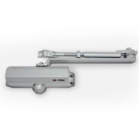 CISA - Chiudiporta CISA a Cremagliera con Arresto 16047103097 Serie 604 - Chiudiporta con Velocità di Chiusura Regolabile - Chiudi Porta per Porte Max 80 kg - Grigio
