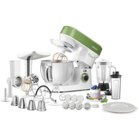 Sencor impastatrice planetaria, Robot da cucina multifunzione Potente, Motore da 1200W, con Illuminazione LED, 6 Velocità, Pulsante e 2 programmi NutriSmart, Kit Accessori Completo - Verde 3780