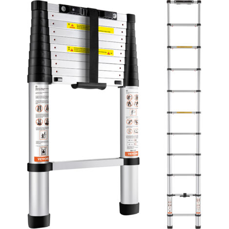VEVOR Scala Telescopica in Alluminio Estensibile Altezza Max. 3,2m Portatile 8,2kg, Scala Telescopica Allungabile in Alluminio Portatile Salva Spazio Portata Massima 170 kg per Riparazione Domestico (1/7)
