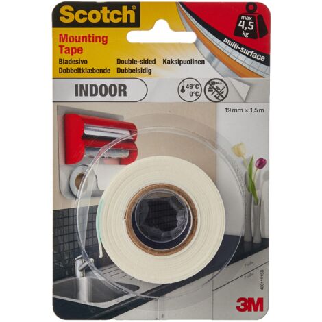 Scotch 40011915B Nastro Biadesivo in Schiuma, Bianco, 1.5 mm x 19 mm (1/4)