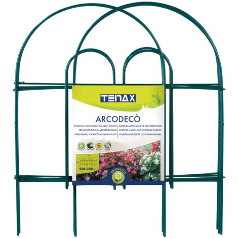 TENAX Arcodeco Verde, Bordura da Giardino, Altezza 46 cm Lunghezza 2,50 m, Bordura ad Arco Tondo in Acciaio Plastificato, Composta da 6 moduli di 42x46 cm