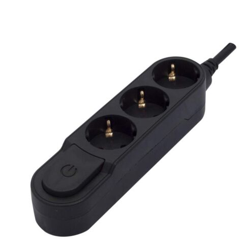 Multipresa design 3 X 16 A con interruttore - 1,5 m - Nera (SCH) (1/3)
