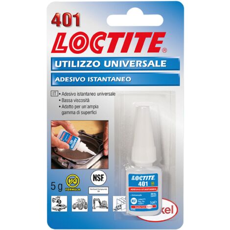 LOCTITE 401, Adesivo istantaneo multiuso, Cianoacrilato a polimerizzazione rapida, Colla universale adatta a materiali porosi, 1 flacone da 5g (1/3)