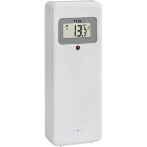 TFA Dostmann Termostato supplementare/sostituto, 30.3248.02, per 60.4521.01 35.1163.01 con display, trasmissione della temperatura senza fili, bianco