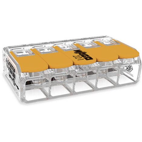 Wago Terminali di collegamento 221-615  5 poli, fino a 6 mm², connettori per cavi COMPACT con leva per tutti i tipi di conduttori in tutto il mondo, sicurezza delle applicazioni confermata, 6 pezzi
