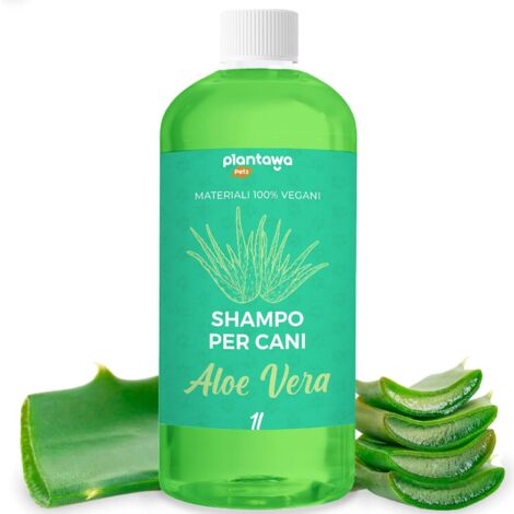Plantawa Shampoo per Cani all'Aloe Vera 1L  Shampoo per Cani per Pelli Sensibili e Dermatiti  Azione Anti-Irritazione Senza Allergeni, Senza Parabeni, 100% Vegan con Estratti Naturali