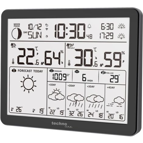 WD3000 - Stazione meteo con 4 giorni previsioni meteo, incluso trasmettitore esterno, dati sulla stazione e sul cellulare (app direct weather) (1/5)