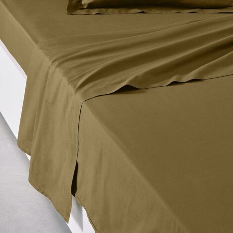 Today Essential – Lenzuolo piatto 2 persone 240 x 300 cm, in cotone, tinta unita, colore: marrone, regina (1/3)