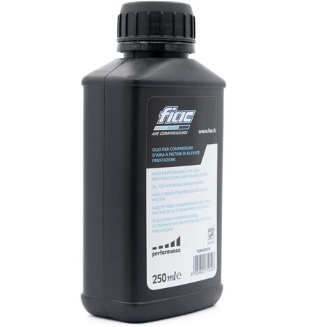 FIAC Olio Lubrificante per Compressore d'Aria a Pistoni, Olio Minerale per Compressori, Fino a 250 Ore di Utilizzo, Grado di Viscosità ISO VG 100, Bottiglia da 250ml