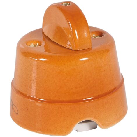 FANTON Interruttore deviatore a manopola in ceramica stile retrò colore terracotta da parete 10AX 250V vintage in porcellana 84001TC
