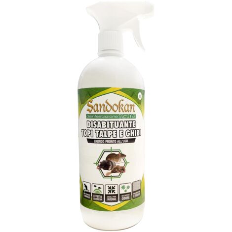 Disabituante per Topi, Ratti, Talpe e ghiri 1000 ml, Effetto Barriera Repellente Olfattiva naturale Sandokan
