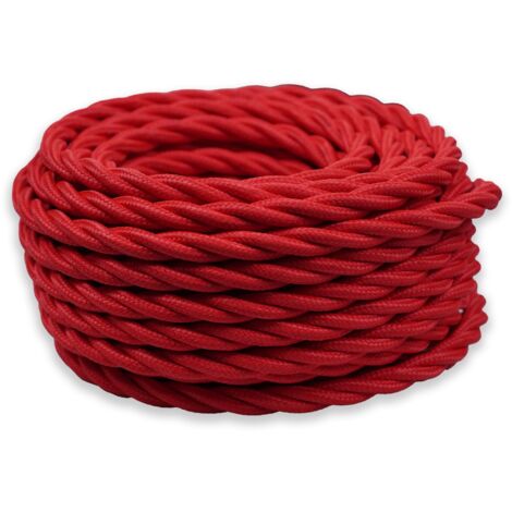 FANTON cavo elettrico tessile colore rosso treccia seta 2mt 3G0,75 filo rivestito in tessuto vintage stile retrò per lampadari applique 93836-02