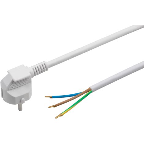 Meister Cavo di alimentazione con contatto di protezione – 5 metri – bianco – Cavo in plastica H05VV-F3G1,5 – 3 fili – IP20 / cavo di collegamento/materiale di installazione / 7434540