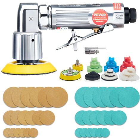 VEVOR Mini Levigatrice Pneumatica 25/50/76 mm Kit Levigatrice Orbitale ad Aria Compressa Velocità 15000 Giri/min, Kit Levigatrice per Carrozzeria 58 Pezzi, Mini Lucidatrice Orbitale ad Aria Compressa (1/4)