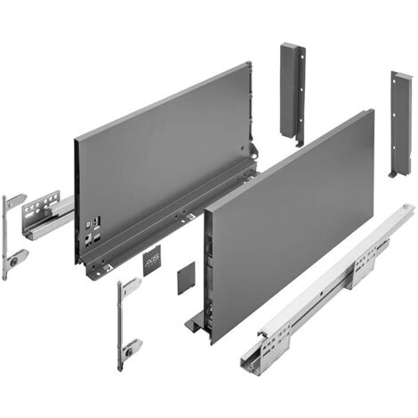 GTV- Sistema di Cassetti AXIS PRO, Set Guide Scorrevoli per Cassetti, Set di Cassetti, Portata fino a 40 kg, Cassetti Scorrevoli Con Chiusura ammortizzata - Larghezza 500mm, Altezza 200mm, Antracite