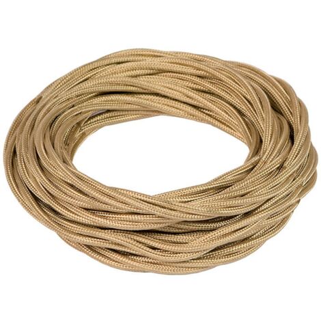 FANTON cavo elettrico tessile colore oro treccia seta 5mt 3G0,75 filo rivestito in tessuto vintage stile retrò per lampadari applique 93846-05