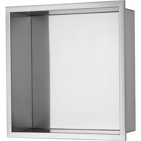 BERNSTEIN - Nicchia Doccia In Acciaio Inox + 2 Faretti LED, Mensola A Scomparsa Nt306010x 30x60x10cm Axlxp Metallo Da Sparo 2x Faretti Bianco Opaco 89712056