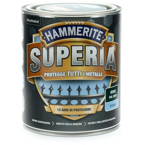Hammerite Superia smalto metallo antiruggine interno e esterno, Brillante Verde, 750 ml (1/2)