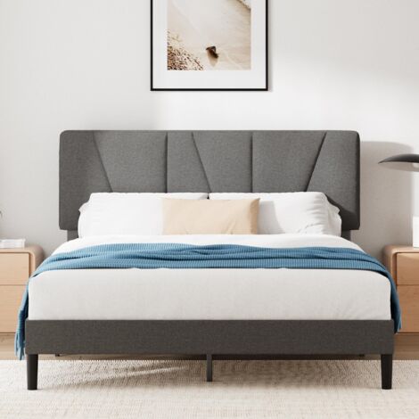 Zinus Letto Kai 135 x 190 cm - Rete sostenibile in bambù e metallo con testiera - Altezza 80 cm - Letto in metallo con rete a doghe - Montaggio semplice