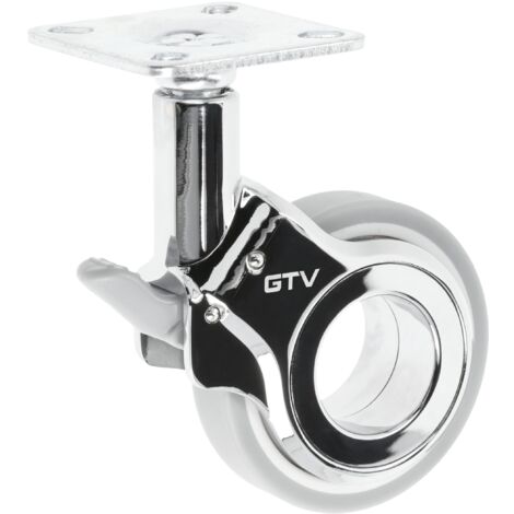 GTV - Ruote per mobili GIRA Ruote girevoli Ruote per mobili con freno Diametro 60 mm in plastica e acciaio Cromato + grigio opaco