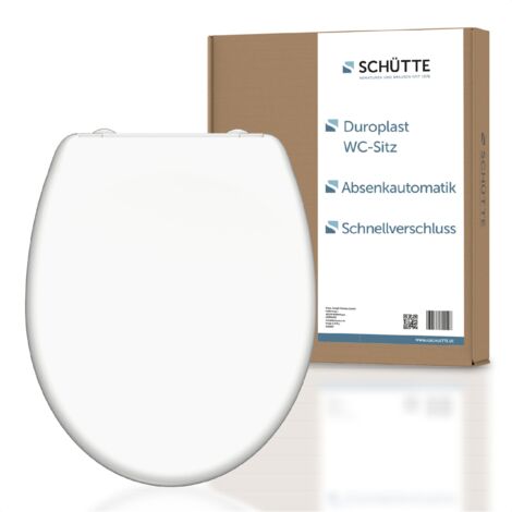 "SCHÜTTE Toilet Seat with Soft-Close Mechanism, Removable Toilet Lid Made of Shatterproof Duroplast, Innovative DIY Installation with Adhesive Pads, Toilet Lid and Seat Maximum Load 150 kg, White (1/5)