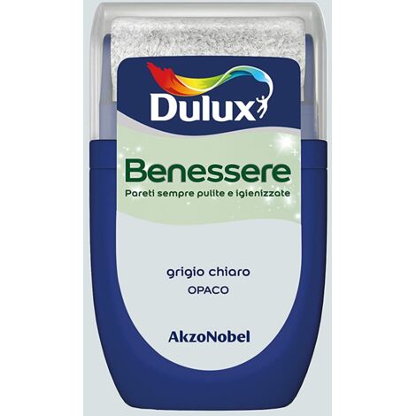 Dulux Benessere Pittura Colorata all'Acqua per Interni Superlavabile Anti Muffa Anti Batteri con Ioni D'Argento, 30 millilitri, Grigio Chiaro, 30 ML (1/4)