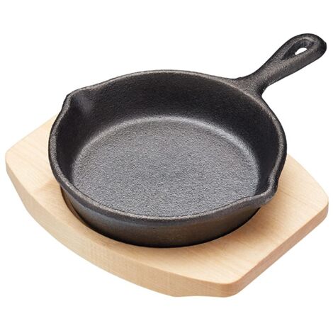 Artesa mini padella con tagliere in legno d'acero, padella in ghisa con manico 16 x 11,5 x 2,5 cm, tavola 13,5 x 10,5 x 1,5 cm, 1 set (1/5)