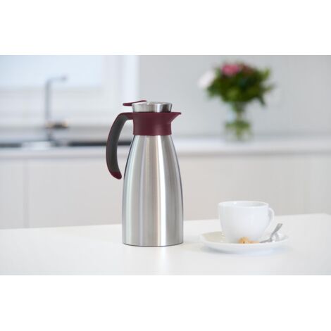 Emsa Soft Grip N4120200 - Thermos da 1 litro, in acciaio inox, 12 ore di freddo, a prova di perdite, impugnatura antiscivolo, colore rosso vinaccia