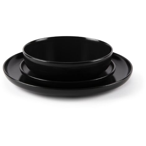 Excelsa 65861, Nordic Servizio Tavola 12 Pezzi, Ceramica, Nero