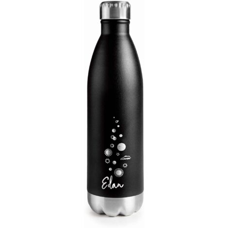 Lacor 62538 Borraccia in acciaio inox con doppia parete, nero, 0,75 litri (1/4)