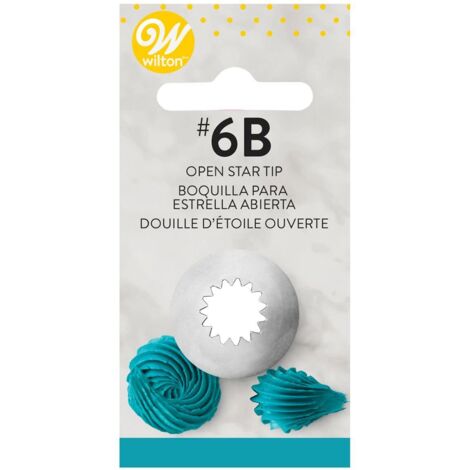 Wilton Beccucci in Acciaio Inox 6B Stella Aperta Cardata, Beccucci Sac a Poche, Piping Tip Riutilizzabile per Decorare Torte, Cupcake, Biscotti, Pasticcini (1/5)