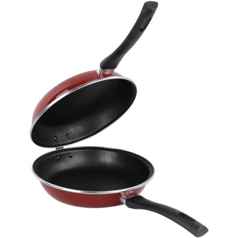 Megafesa Praga - Padella girafrittata, Acciaio vetrificato, Antiaderente, Color granata, Diametro 20 cm