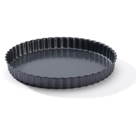 De Buyer Acciaio Antiaderente Stampo Circolare a Bordo Dritto con scanalature, 4705.24, Nero, Diametro 24 cm (1/2)