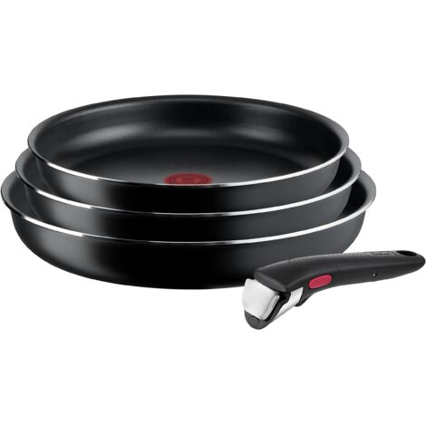 Tefal Ingenio Easy On - Set di 3 padelle + manico estraibile: 3 padelle da 22/24/26 cm, manico rimovibile, padelle antiaderenti, rivestimento titanio, Thermo-signal, lavabile in lavastoviglie e forno (1/4)