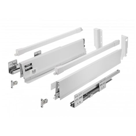 GTV - Modern Box Pro guide per cassetti I L = 350 mm H = 135 mm I Bianco I Cassetto con chiusura silenziosa I Sincronizzazione del percorso delle guide I Carico fino a 40 kg I PB-MBPRO-KPL350B1